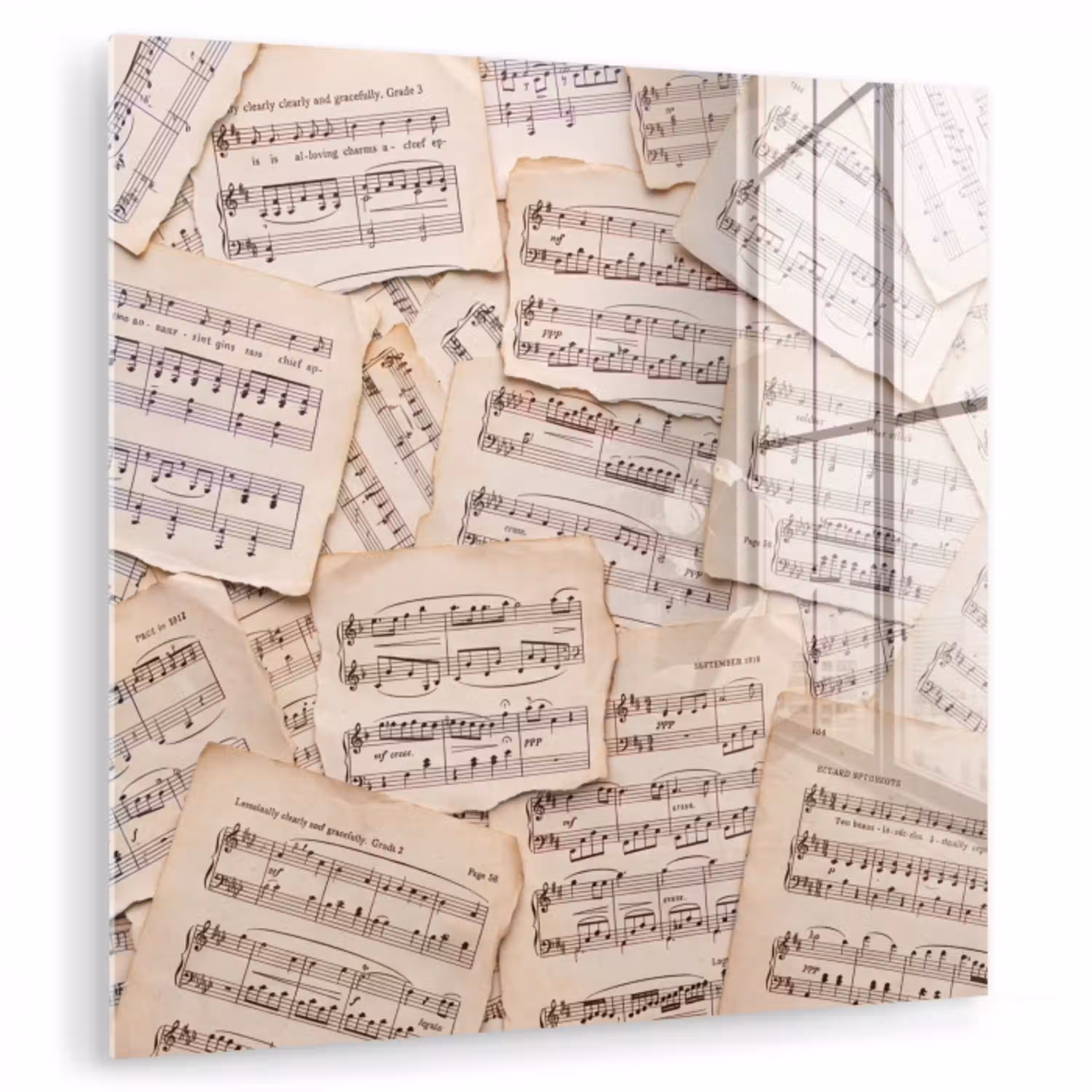 Bladmuziek - Oud - Noten - Vintage - Beige plexiglas 5mm klein -zzzproduct_nieuw