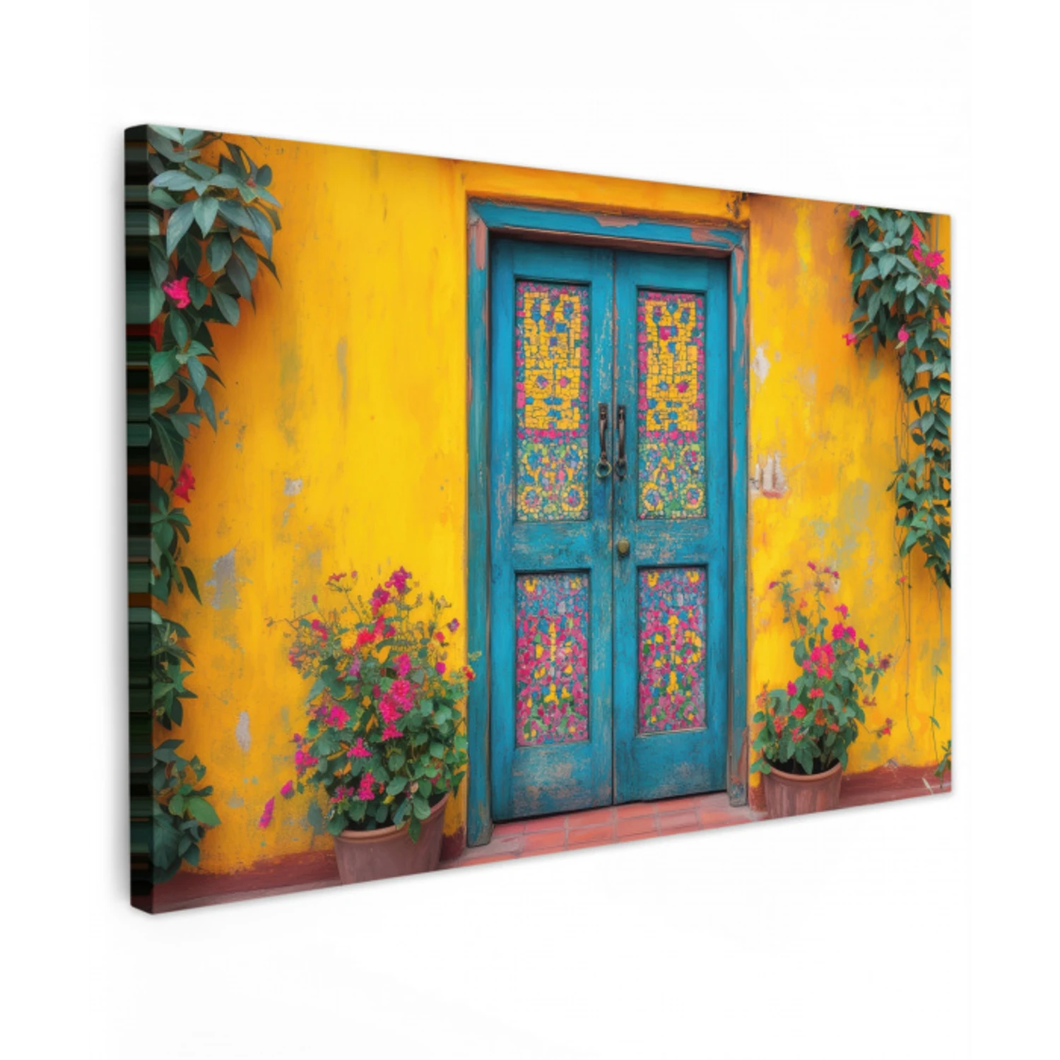 Deuren - Kleurrijk - Planten Tuinposter op houten frame 2 cm dik klein -3d