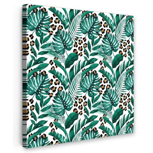 Inductie beschermer - Panterprint - Bladeren - Jungle - Afdekplaat voor kookplaat Tuinposter op houten frame 2 cm dik klein -3d