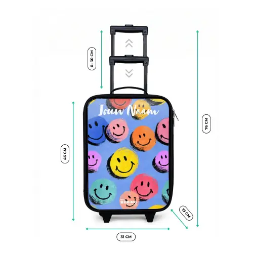 Een speels en kunstzinnig patroon van kleurrijke smileys Kinderkoffer - Zwart klein -productfoto_formaten