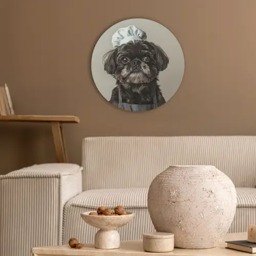 Kokskleding - Zwart - Hondje Akoestische PET Vilt - Rond klein -sfeer1