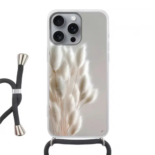 Pluimen - Beige - Minimalistisch Hoesje iPhone 16 Pro Max met koord klein -3d
