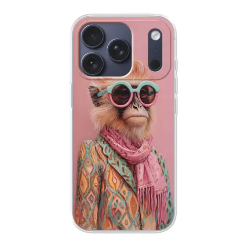 Sjaal - Aap - Zonnebril - Jasje Telefoonhoesje iPhone 17 Pro klein -3d