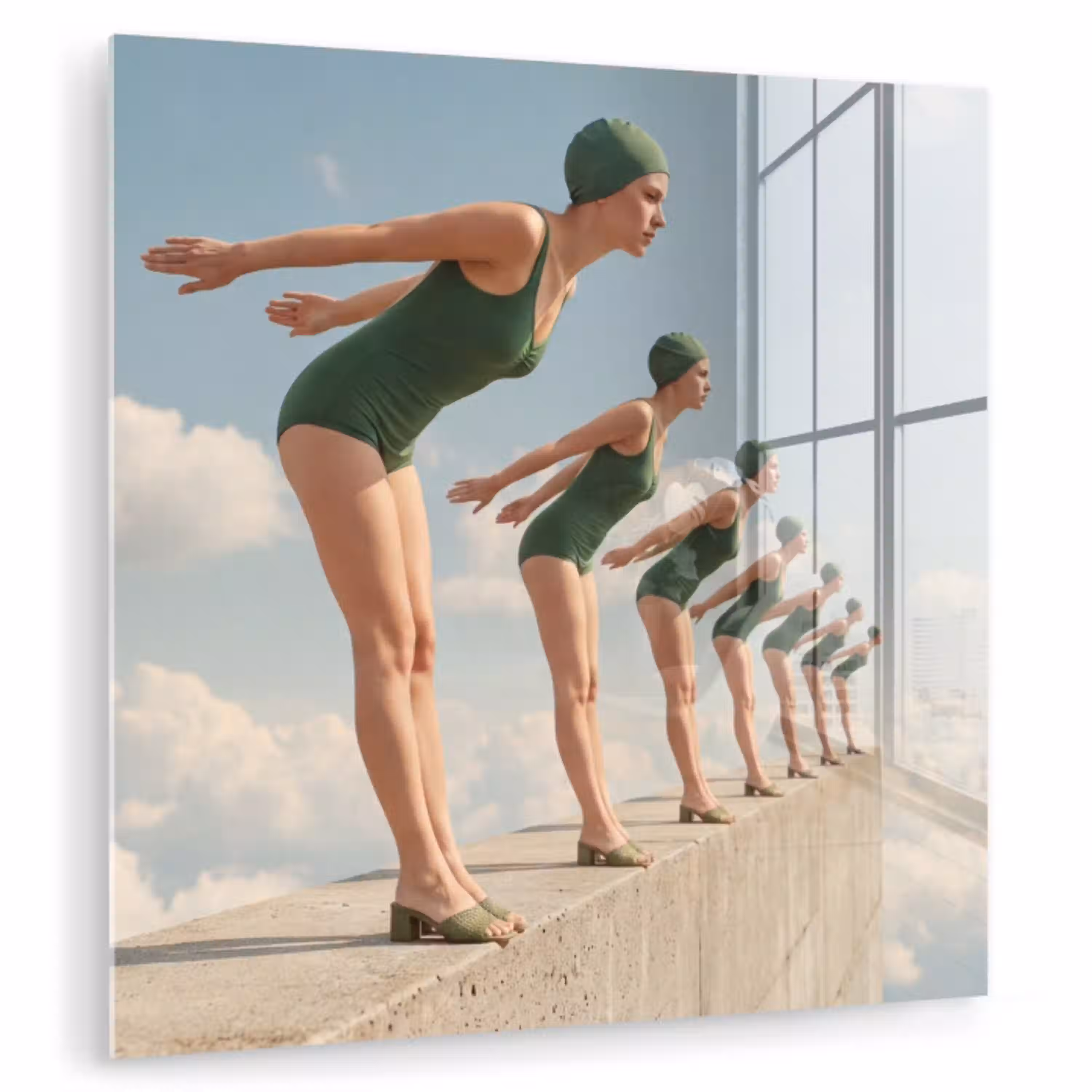 Vrouwen - Duikhouding - Wolken plexiglas 5mm klein -zzzproduct_nieuw