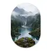 Waterval - Bomen - Bergen Wandcirkel Ovaal Forex klein -3d