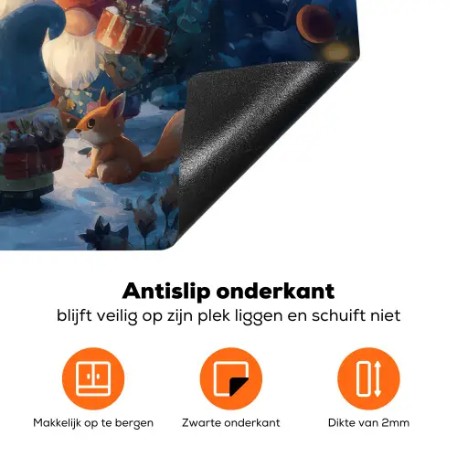 Winter - Gnooms - Eekhoorns - Meerkleurig Inductie beschermer vinyl 3mm klein -zzzzzzz-td-onderkant
