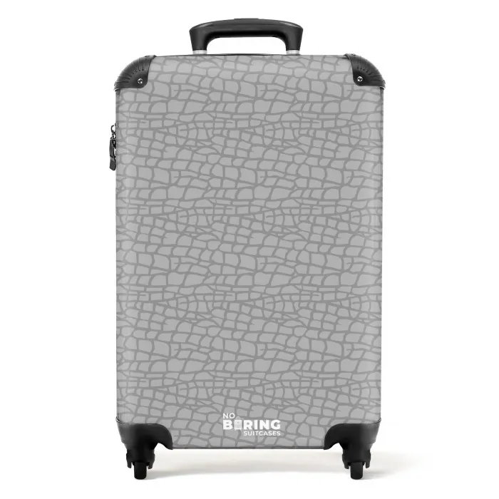 Grijze reptielenhuidstructuur NBS - Handbagage koffer - Volwassenen Unisex middel -productfoto_recht