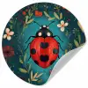 Bloemen - Lieveheersbeestje - Hartje - Rood Wandcirkel behangsticker klein -3d