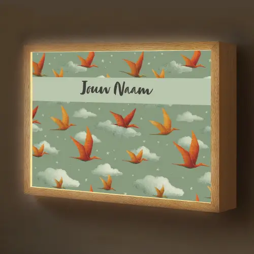 Dino - Oranje - Patroon - Wolken Light Box met batterij (Wandlamp kind) middel -z3d_website