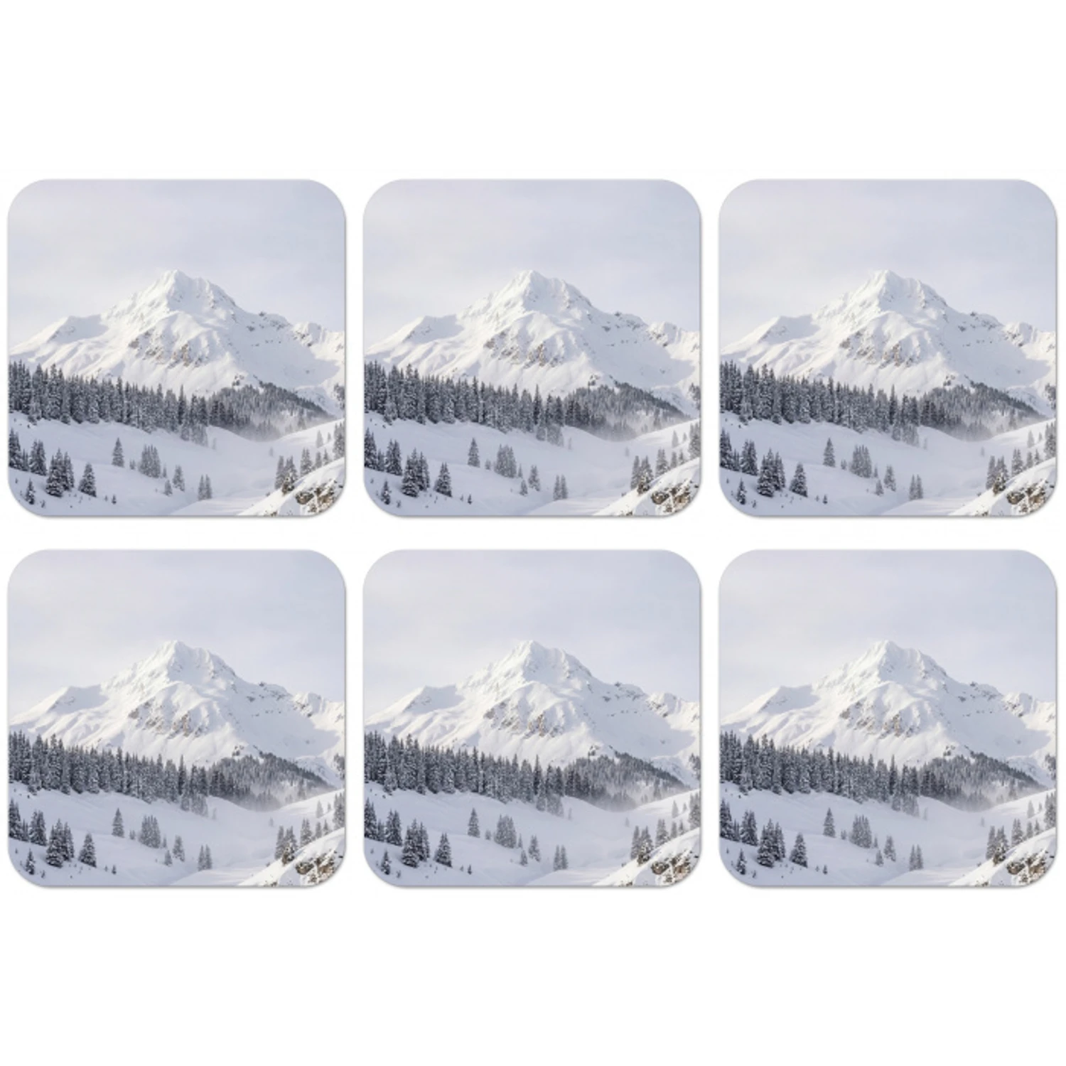 Berg - Sneeuw - Winter - Natuur - Wit onderzetter kurk middel -zkaufland3dotto