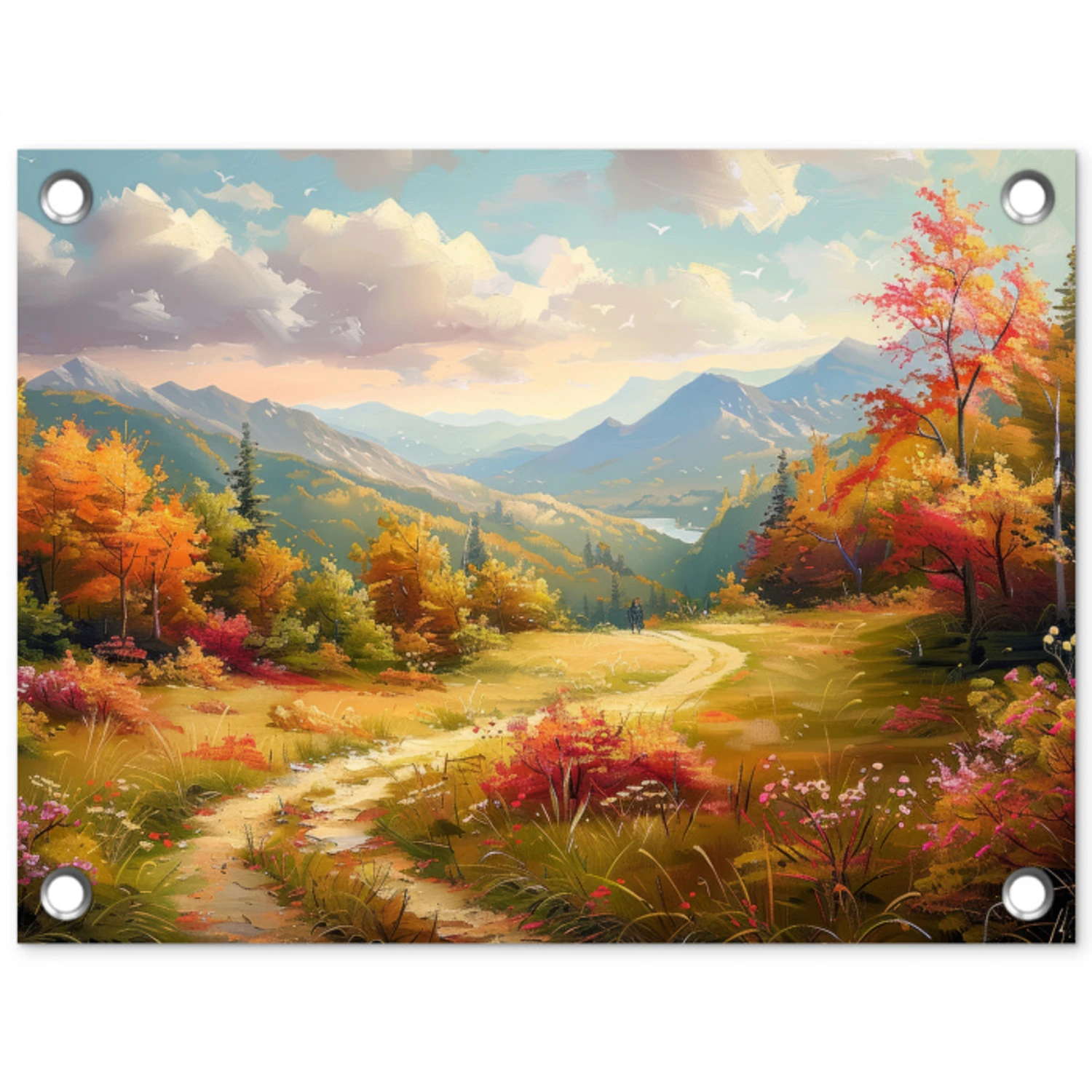 Landschap - Illustratie - Natuur tuinposter los doek klein -3d