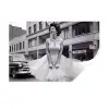 Retro - Vrouw - Zwart - Wit Muursticker klein -3d