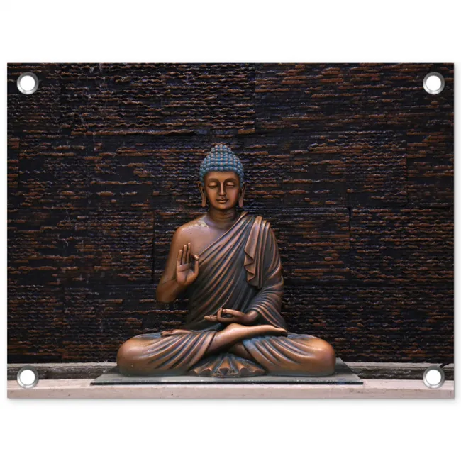 Rustgevende Boeddha in meditatie tuinposter los doek klein -3d