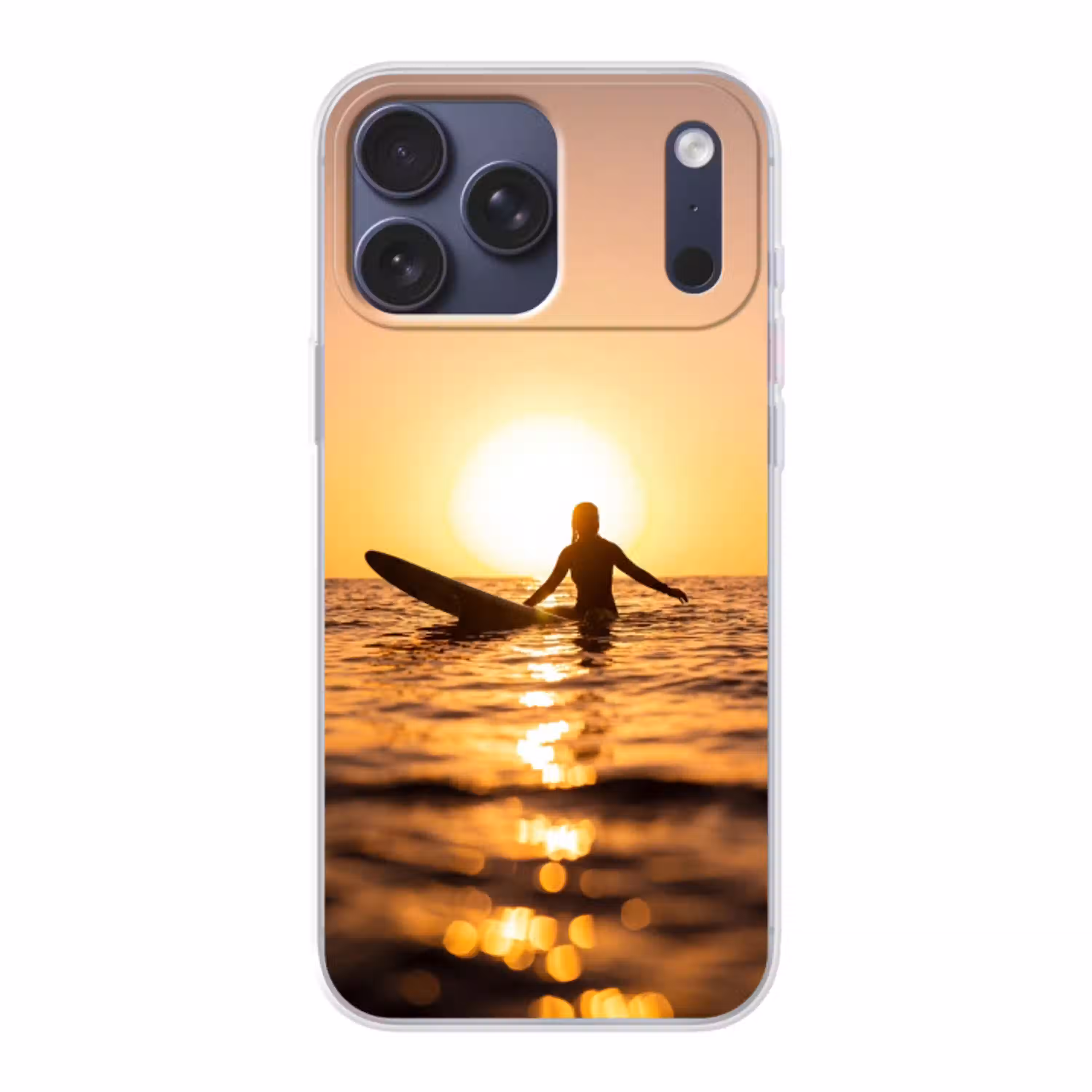 Persoon - Surfen - Zonsondergang - Zee - Oranje Telefoonhoesje iPhone 17 Pro Max klein -3d