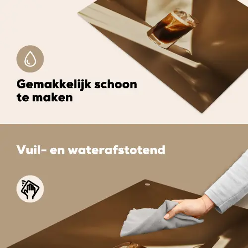 Glas - Ijskoffie - Schaduw - Bruin Inductie beschemer met haakjes klein -ky-schoon-nl