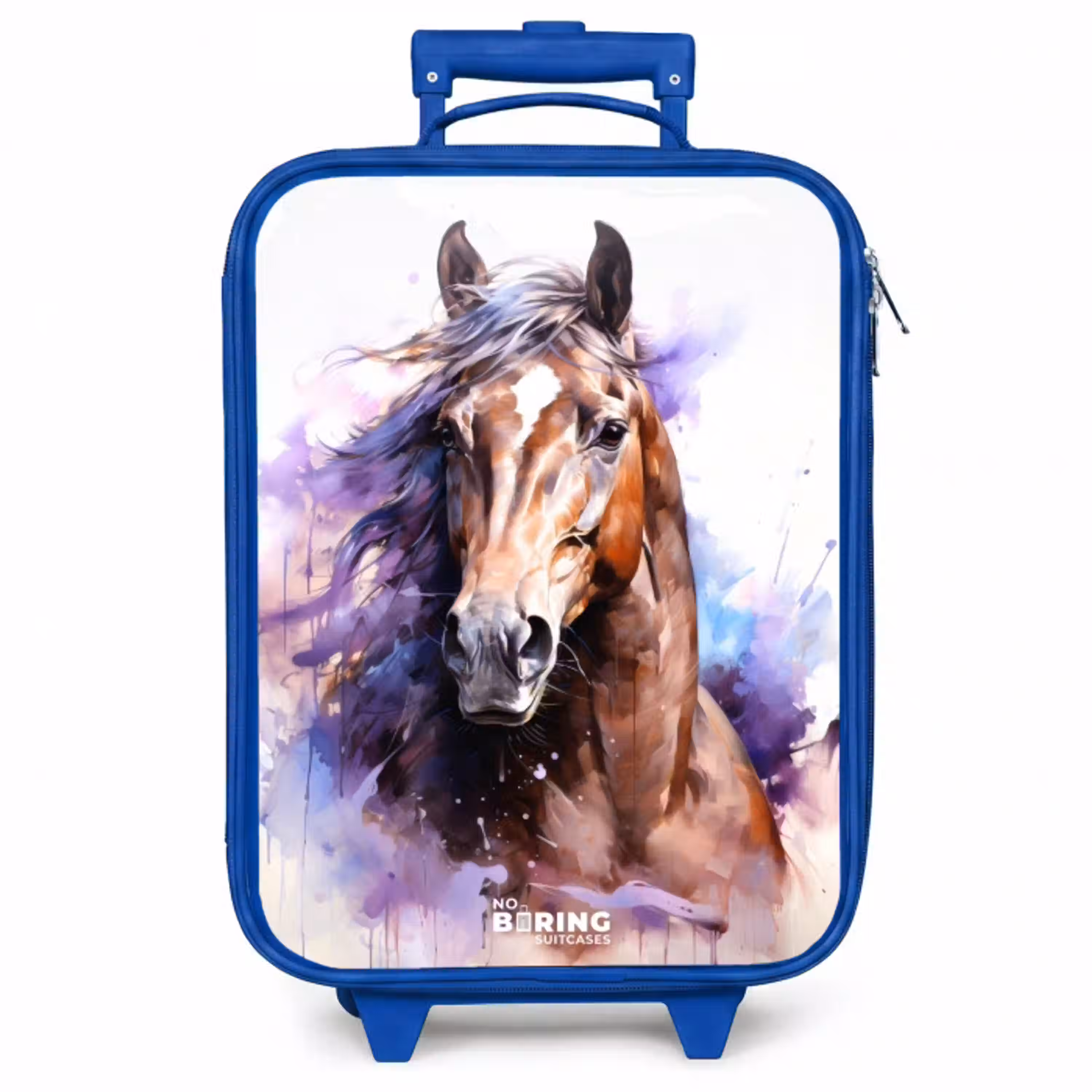 Aquarel paard met kleurrijke spatten Kinderkoffer - Blauw klein -zzz_website3d