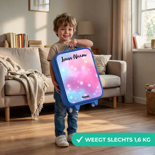 Sterren - Roze - Blauw Kinderkoffer - Blauw klein -sfeer2_NL