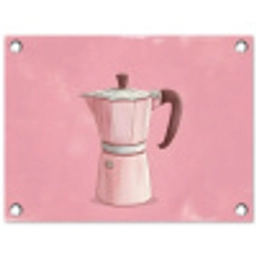 Roze - Mokkapot - Illustratie - Koffie tuinposter los doek klein -3d
