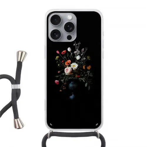 Bloemstuk - Vaas - Zwart Hoesje iPhone 16 Pro Max met koord klein -3d