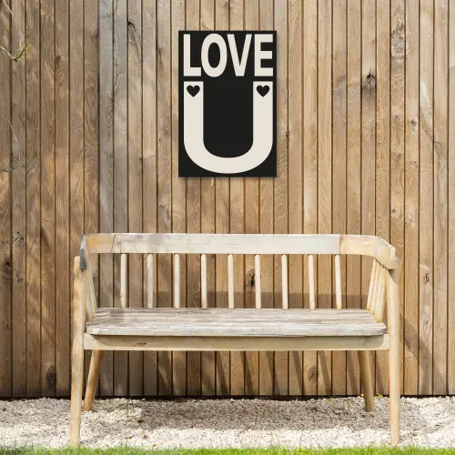 Love - Zwart - Minimalistisch Tuinposter op houten frame 2 cm dik klein -sfeer4