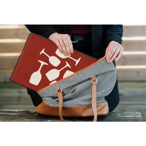 Wijnglazen - Silhouetten - Wit laptophoes neopreen klein -tas