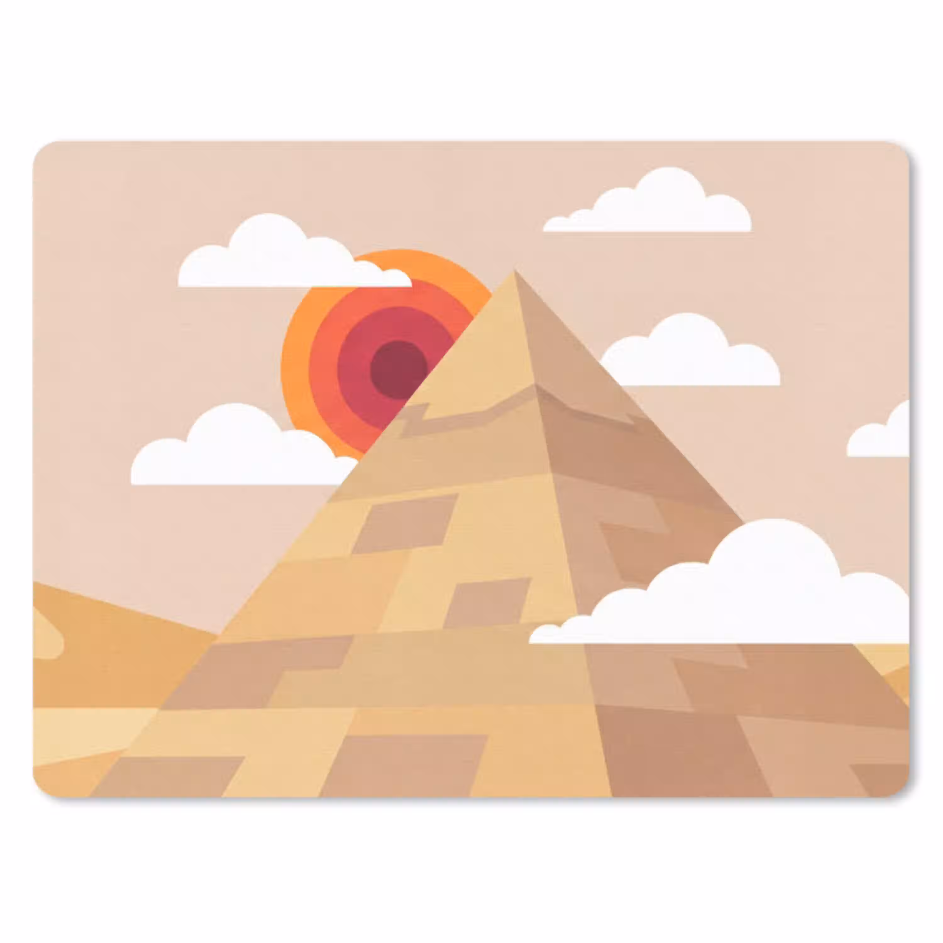Piramide - Zon - Woestijn - Modern - Oranje muismat rubber klein -3d