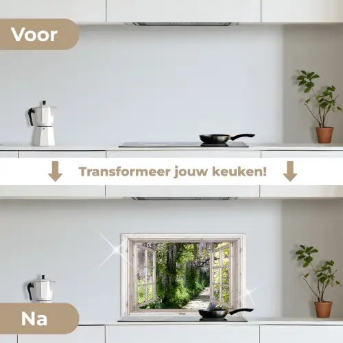 Blauwe regen - Bloemen - Doorkijk - Boom - Lente keuken achterwand spatscherm klein -voor_na_NL