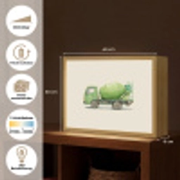 Betonwagen - Illustratie - Groen - Minimalistisch Light Box met batterij (Wandlamp kind) middel -USP_websiteoverzichtDE