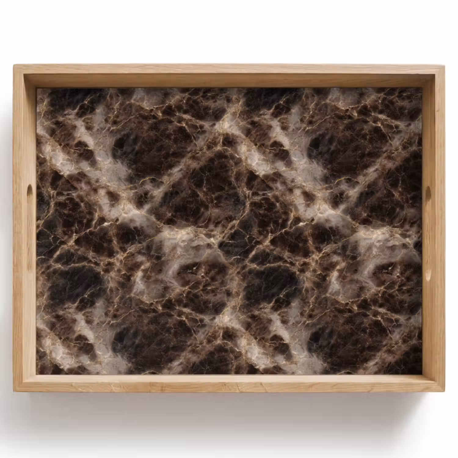 Tablett - Braun - Gold - Marmor