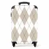 Beige ruiten patroon NBS - Handbagage koffer - Kinderen Unisex middel -productfoto_recht