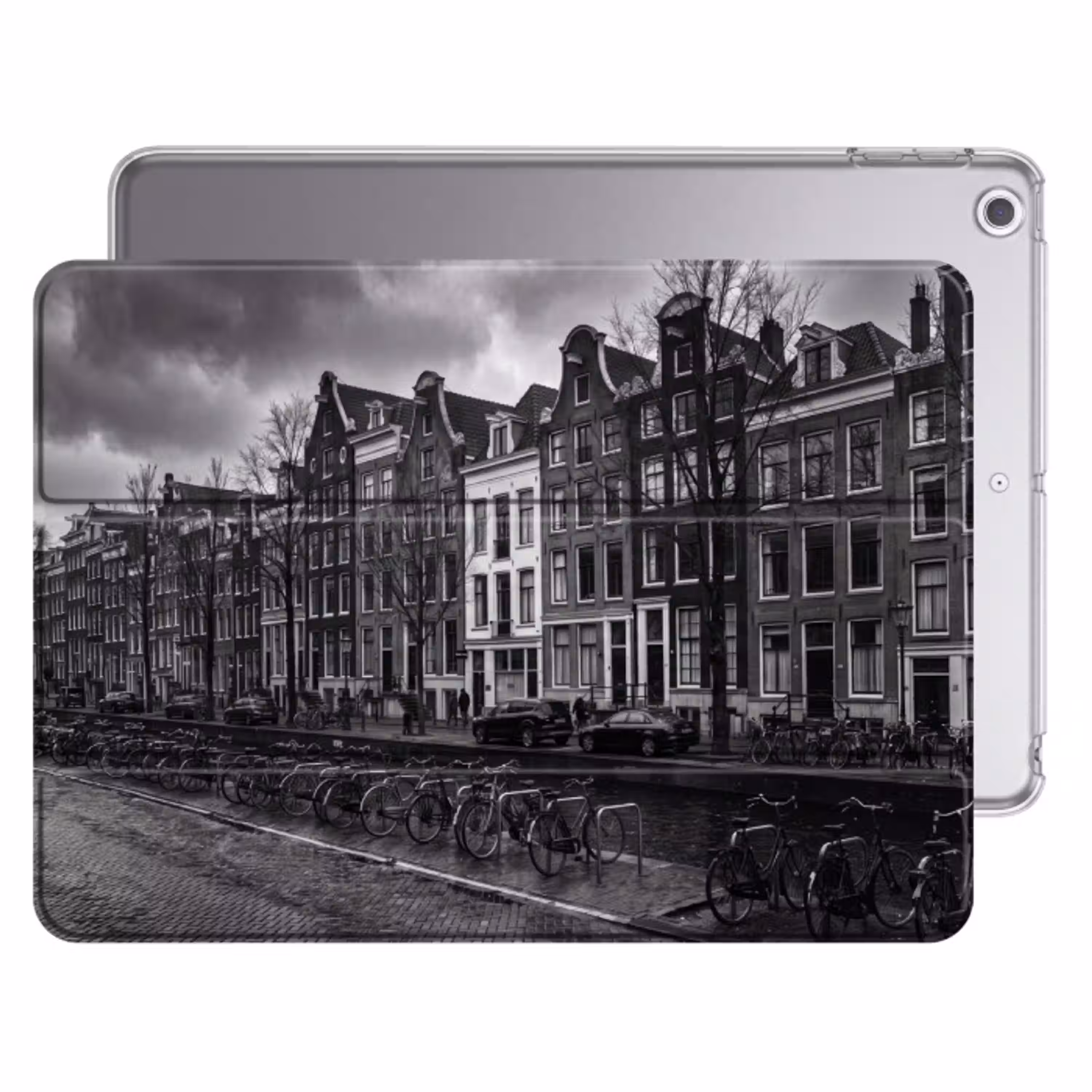 Huis - Gracht - Amsterdam - Architectuur - Zwart-wit Apple iPad 2017 middel -threedimensional_3d_global