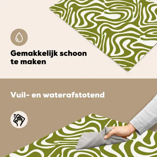 Lijnpatroon - Groen - Organisch Inductie beschemer met haakjes klein 777 -ky-schoon-nl