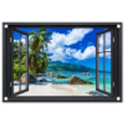 Tropisch strandzicht tuinposter los doek klein -3d
