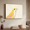 Vogel - Minimalistisch - Geel Textielframe zwart klein -sfeer3