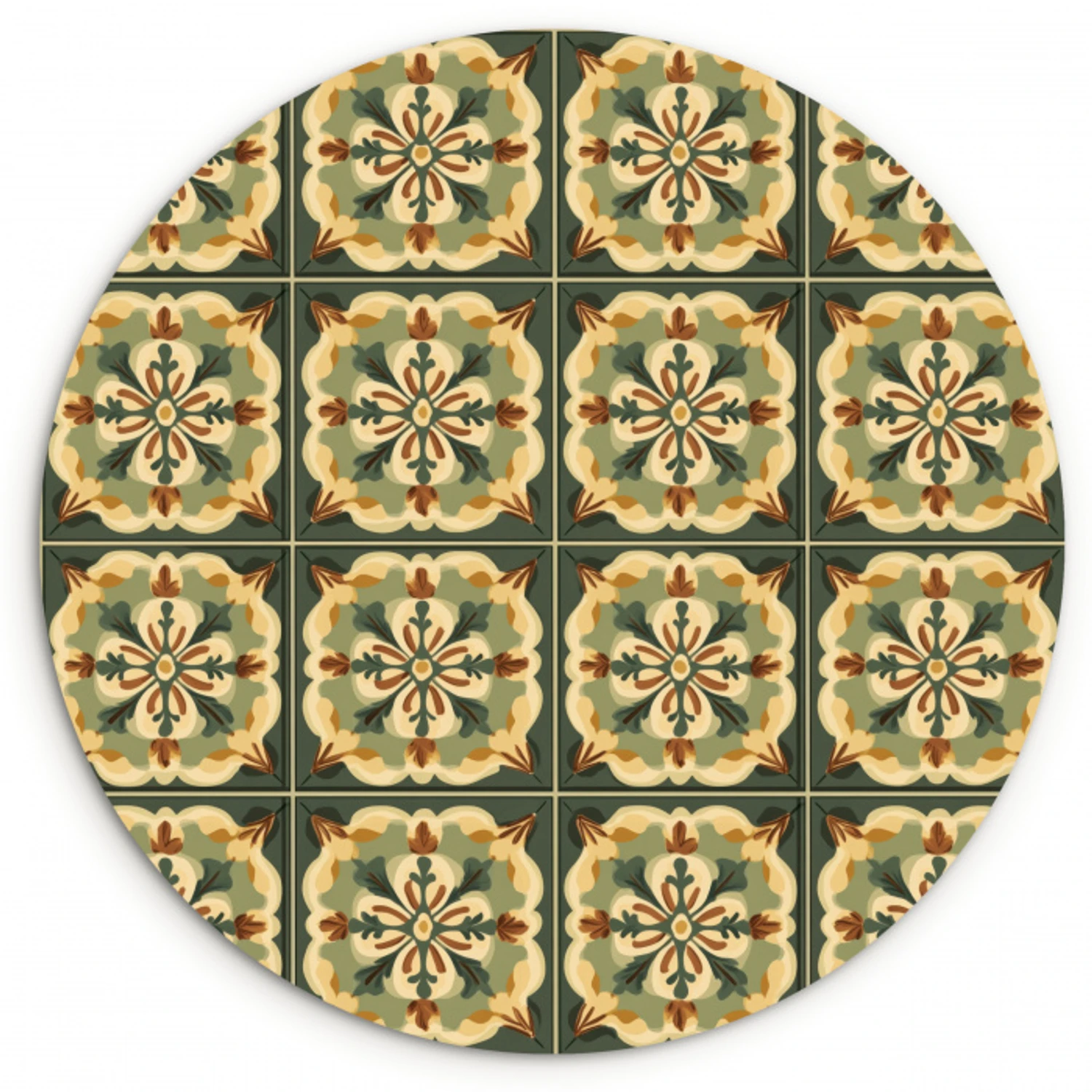 Ornament - Patroon - Groen Wandcirkel kunststof plaat 5mm dik klein 188 -3d