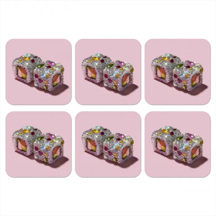 Sushi - Rolletjes - Steentjes - Kleurrijk onderzetter kurk middel -3d