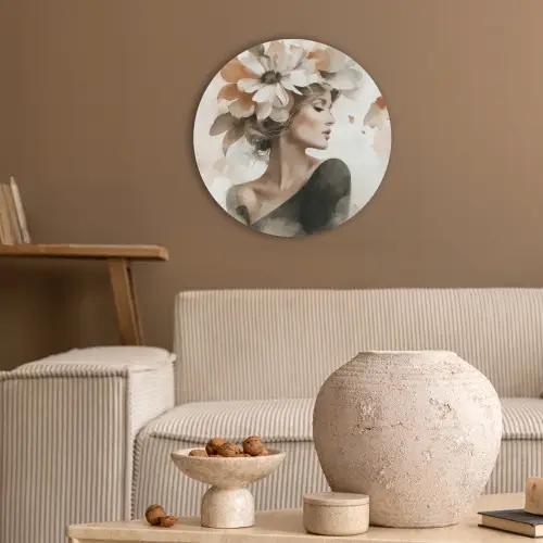 Bloesem - Portret - Gezicht Akoestische PET Vilt - Rond klein -sfeer1