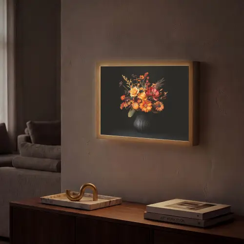 Herfst - Boeket - Oranje Light Box met batterij (Wandlamp) middel -sfeer1