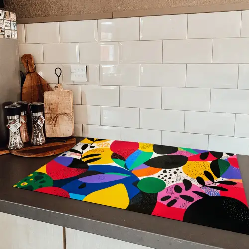 Vormen - Stippen - Kleurrijk Inductie beschermer vinyl 3mm klein -sfeer3