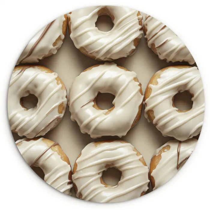 Donuts - Chocolade - Wit - Beige Wandcirkel kunststof plaat 5mm dik klein -3d