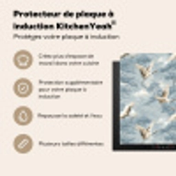 Wolken - Kraanvogels - Blauw Inductie beschermer vinyl 3mm middel 274 -usfeer2_FR