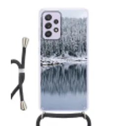 Bos - Reflectie - Meer - Winter - Serene Hoesje Samsung Galaxy A52 5G met koord klein -3d