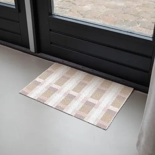 Ruitpatroon - Aardetinten - Minimalistisch Deurmat klein 898 -sfeer2