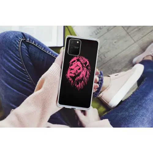 Leeuw - Zwart - Roze - Neon Telefoonhoesje Samsung Galaxy S10 Lite klein -handS10Lite