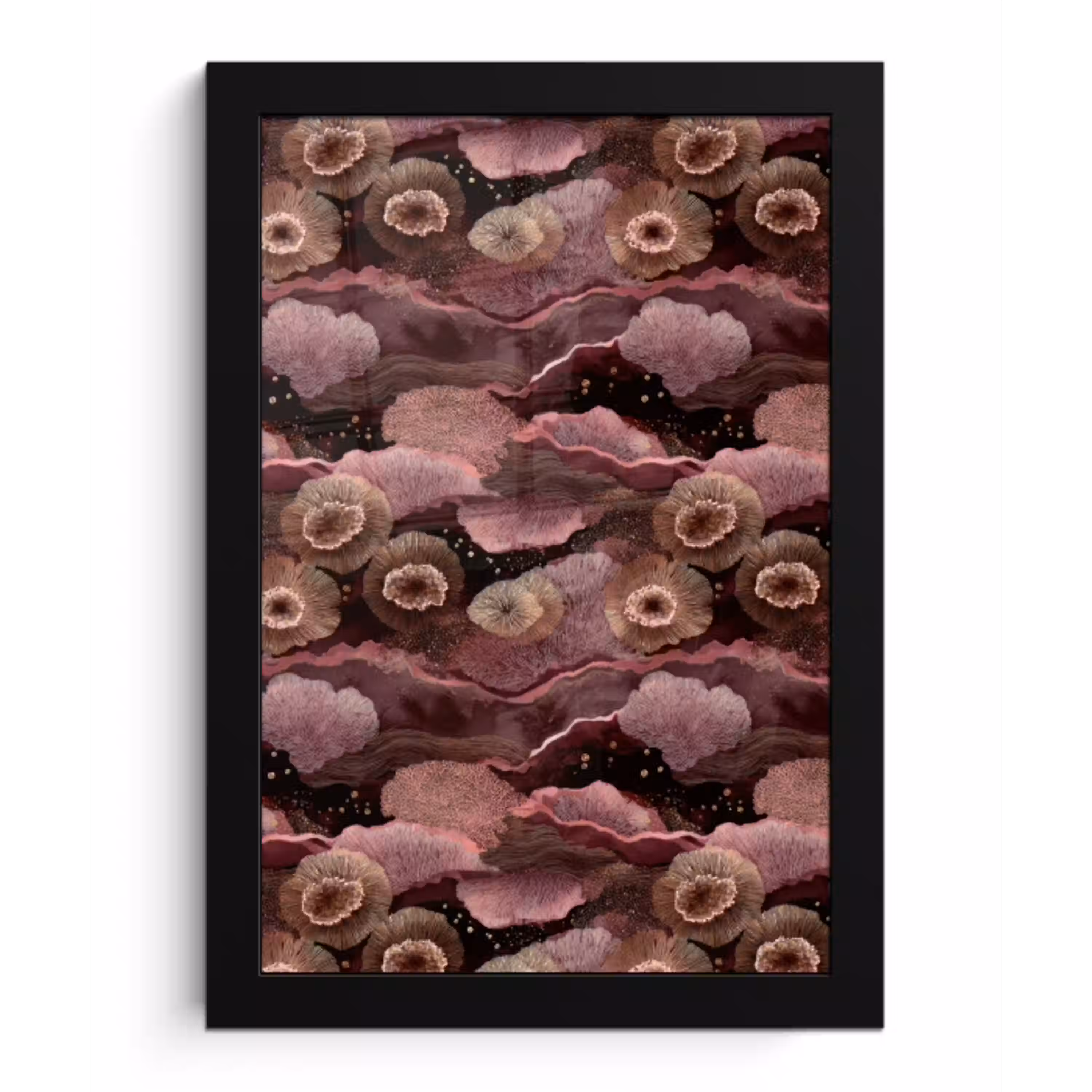 Koraal - Organisch - Roze fotolijst zwart zonder passe partout klein 224 -3d