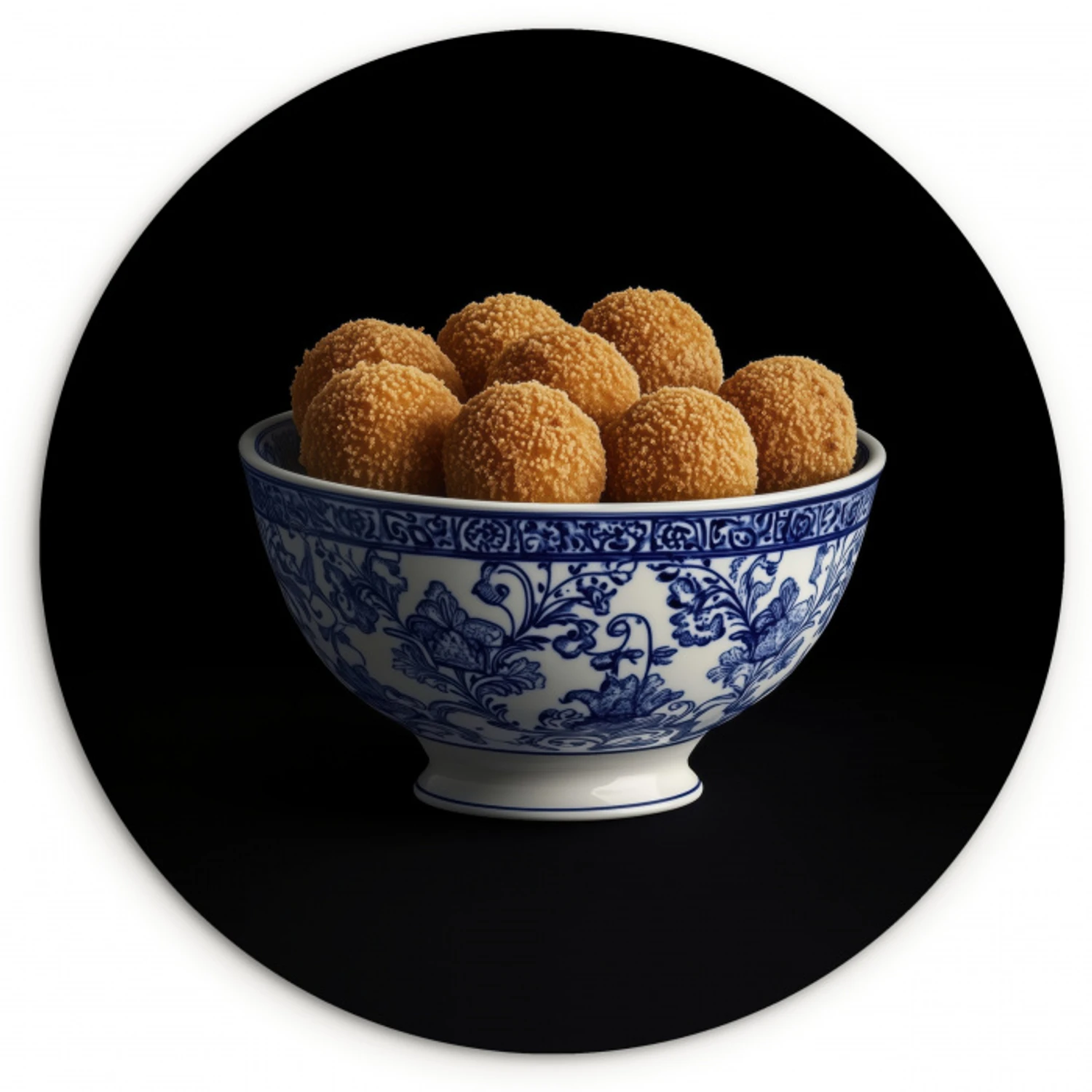 Delfts blauw - Bitterballen - Holland - Schaal Wandcirkel kunststof plaat 5mm dik klein -3d