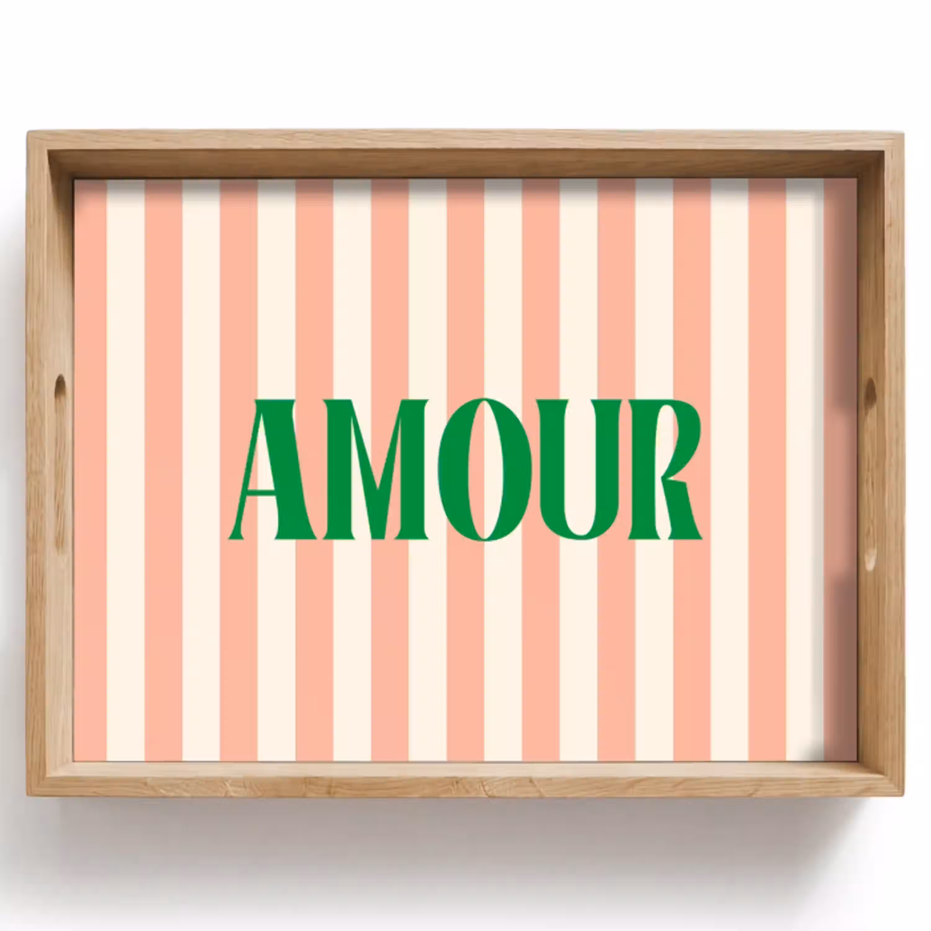 Zachtroze - Groen - Strepen - Amour Dienblad Rechthoek middel -z3d_shopping
