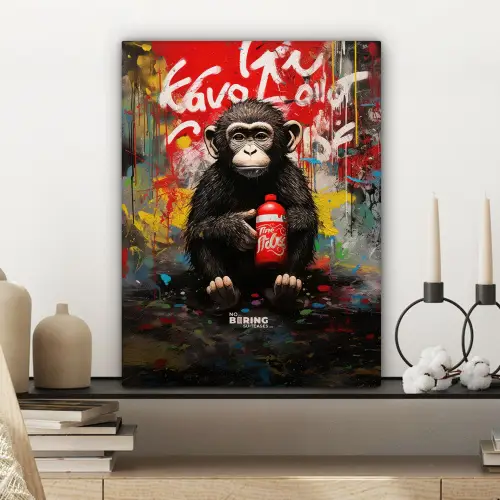 Chimpansee voor graffiti muur canvas 2cm klein -sfeer6