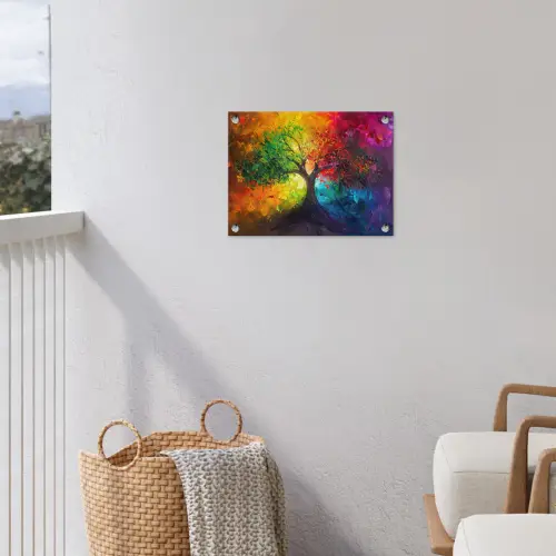Boom - Kleurrijk - Modern - Abstract tuinposter los doek klein -sfeer8