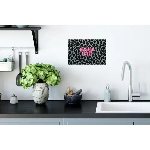 Panterprint - Zwart - Neonletters - Roze Muursticker klein -keuken